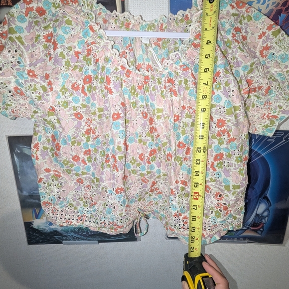 NWT Floral Print Peasant Eyelet Blouse Top by Jennifer Grace Size L - Picture 6 of 6